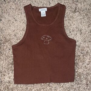 Rue21 Brown Tank Top with Mushroom Design
